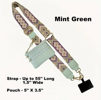 Crossbody Phone Strap with Zippered Pouch/Wallet (Variety of Color Choices)