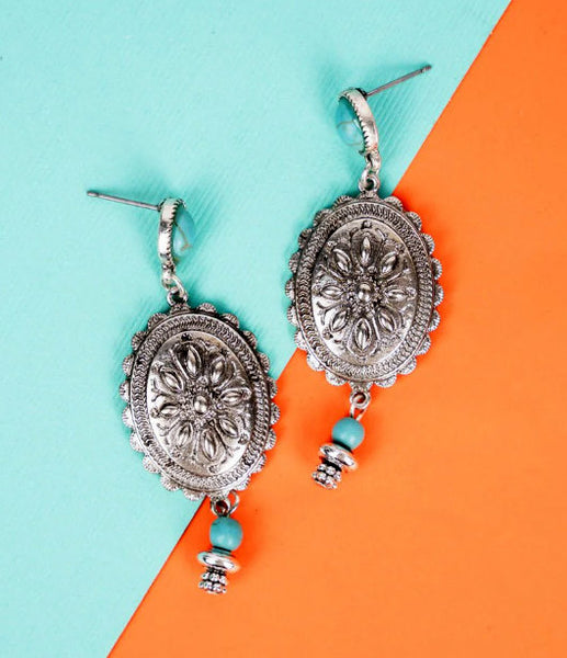 Turquoise & Silver-Tone Moselle Concho Earrings