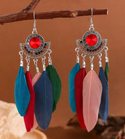 Boho Chic Medallions with Feather Tassels Earrings (3 Color Choices)