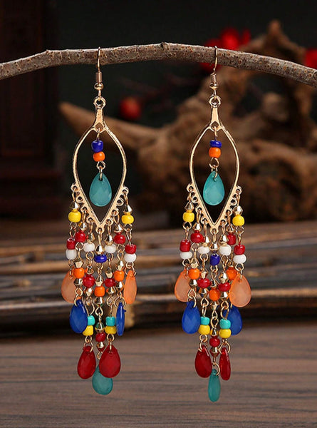 Elegant Bohemian Long Drop Earrings (5 Color Choices)