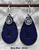Embossed Teardrop Earrings with Charms (13 Color Choices)