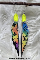 Teardrop Stones & Feathers Earrings (6 Choices)