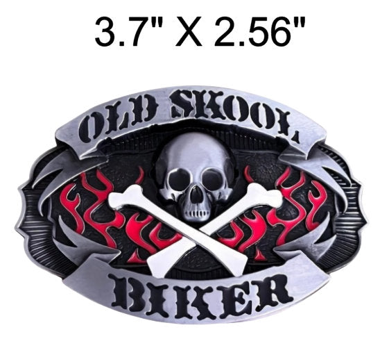 Engraved "Old Skool Biker" Belt Buckle