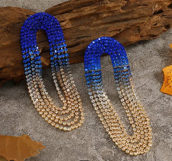 Ombre Rhinestone Arch Earrings (3 Color Choices)