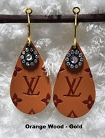 Embossed Teardrop Earrings with Charms (13 Color Choices)
