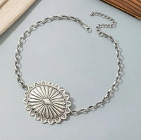 Western Aztec Sunburst Necklace with Matching Earrings