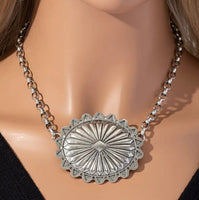 Western Aztec Sunburst Necklace with Matching Earrings