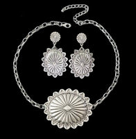 Western Aztec Sunburst Necklace with Matching Earrings