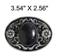 Western Engraved Floral Buckle with Large Stone (2 Color Options)