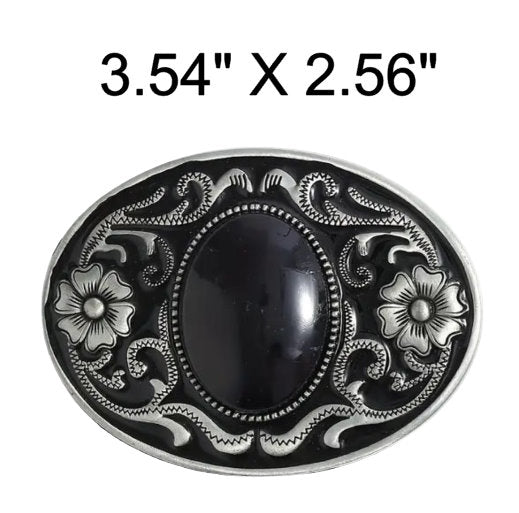 Western Engraved Floral Buckle with Large Stone (2 Color Options)