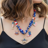 Americana Scarf & Charms Necklace with Matching Earrings