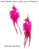 Bohemian Style Gold Spirals & Feather Earrings (8 Color Choices)