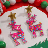 Christmas - Glitter Acrylic Reindeer Earrings (3 Choices)