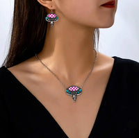 Western Boho Steer Necklace with Matching Earrings