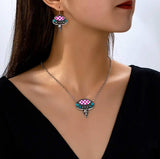 Western Boho Steer Necklace with Matching Earrings