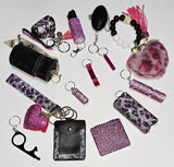 18 Piece Rhinestone Safety Key Chain Set (13 Choices Available)