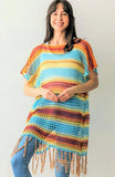 Be Clever Coasting Through Poncho Top - Blue