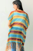 Be Clever Coasting Through Poncho Top - Blue