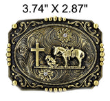 Western Style Engraved Praying Cowboy Buckle (2 Colors Available)