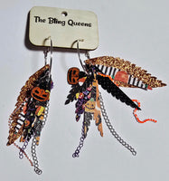 HALLOWEEN - Big & Boujee Custom Feather Earrings (Pumpkins)