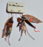 HALLOWEEN - Big & Boujee Custom Feather Earrings (Pumpkins)