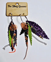 HALLOWEEN - Big & Boujee Custom Feather Earrings (Pumpkins)