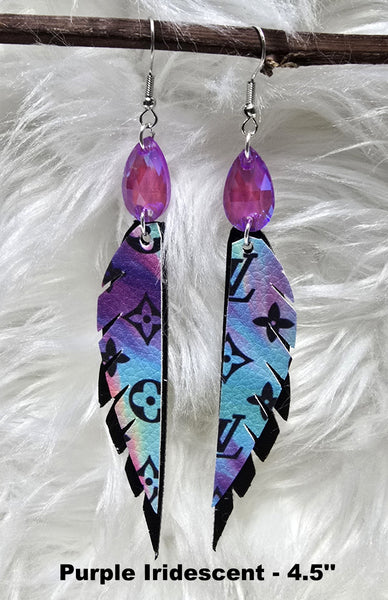 Teardrop Stones & Feathers Earrings (6 Choices)