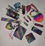 18 Piece Rhinestone Safety Key Chain Set (13 Choices Available)