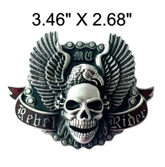 Engraved Rebel Rider - Eagle Skull Belt Buckle