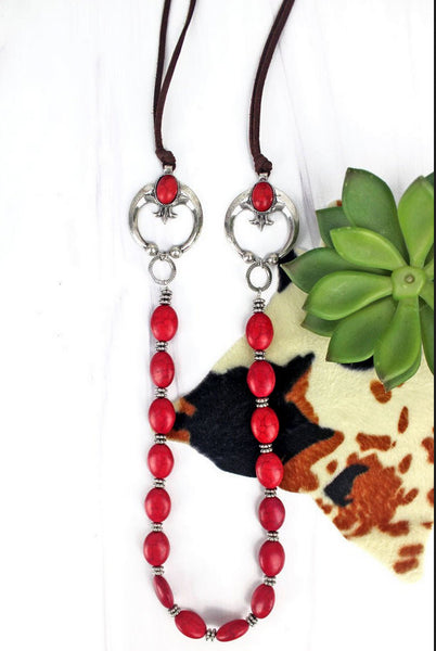 Red Beaded Double Naja Cord Necklace