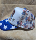 Handcrafted Patriotic - "Red, White, & Boujee" Trucker's Cap with Hat Chain #1
