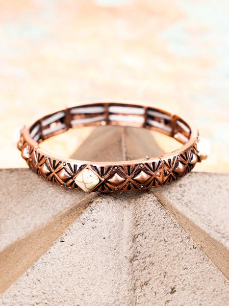 Western - Ridgewood Lane Howlite Coppertone Stretch Bracelet