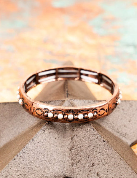 Western - Rockland Howlite & Coppertone Stretch Bracelet