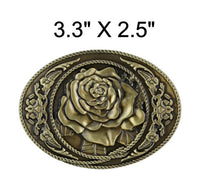 Western Engraved "Rose" Buckle (2 Color Options)