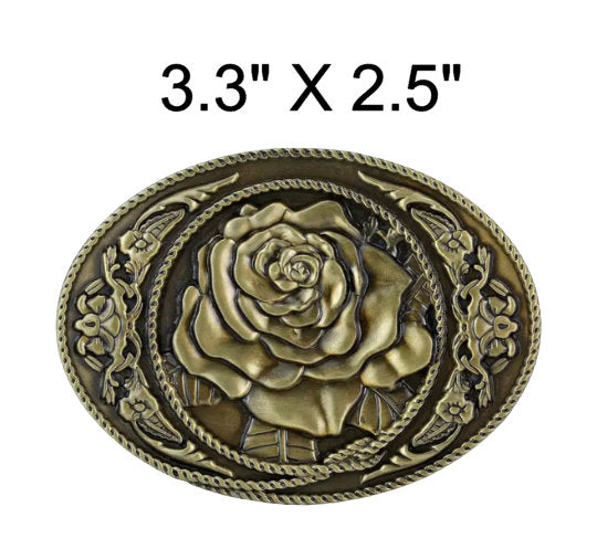 Western Engraved "Rose" Buckle (2 Color Options)