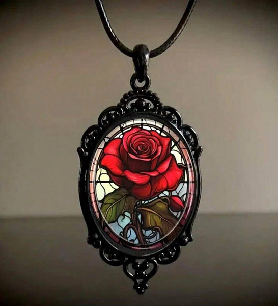 Beautiful Rose Necklace & Earrings Set