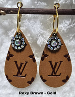 Embossed Teardrop Earrings with Charms (13 Color Choices)