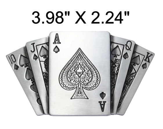 Western Style Engraved Poker Cards Buckle