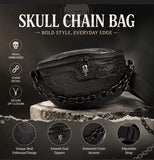 Gothic Style Embossed Skull Pattern Bum Bag/Crossbody Bag with Chain