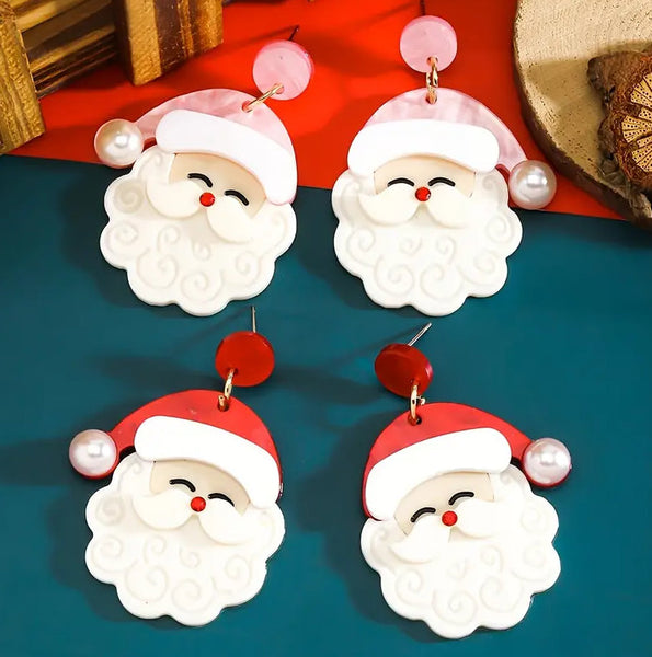 CHRISTMAS  - Cute Santa Face Earrings (2 Color Choices)