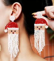 CHRISTMAS Beaded Santa Claus Earrings