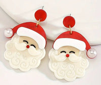 CHRISTMAS  - Cute Santa Face Earrings (2 Color Choices)