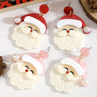 CHRISTMAS  - Cute Santa Face Earrings (2 Color Choices)