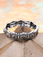 Western - Shoshone Burnished Silvertone Stretch Bracelet
