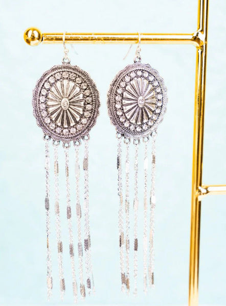 Show Stopper Crystal Silver-Tone Fringe Earrings