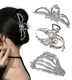 HALLOWEEN - 3pcs Skeleton Metal Large Hair Claws (2 Color Choices)