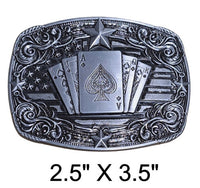 Western Engraved Poker Cards Buckle (2 Color Options)