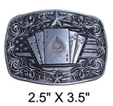 Western Engraved Poker Cards Buckle (2 Color Options)