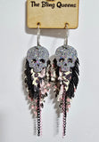 HALLOWEEN - Big & Boujee Custom Feather Earrings (Skulls)
