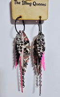 HALLOWEEN - Big & Boujee Custom Feather Earrings (Skulls)